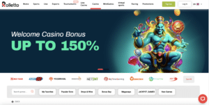 Rolletto casino and sportsbook screenshot