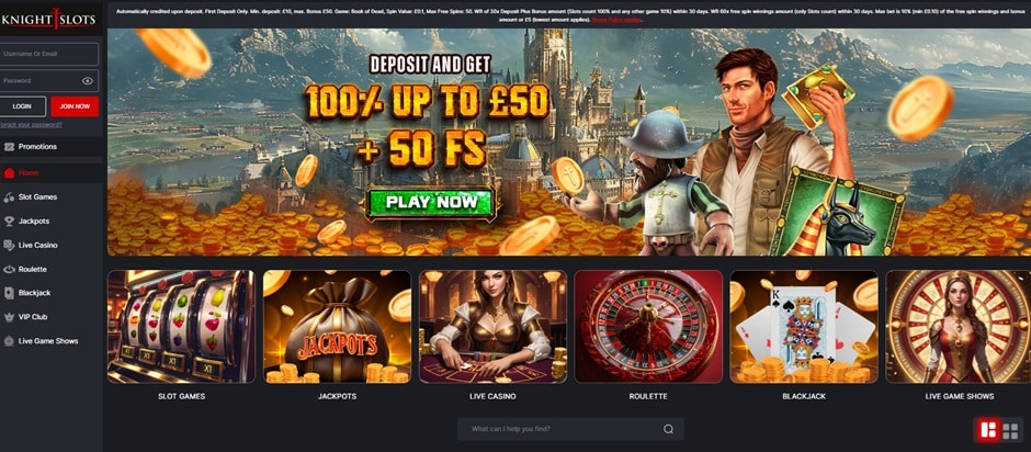 Knight Slots casino lobby screenshot