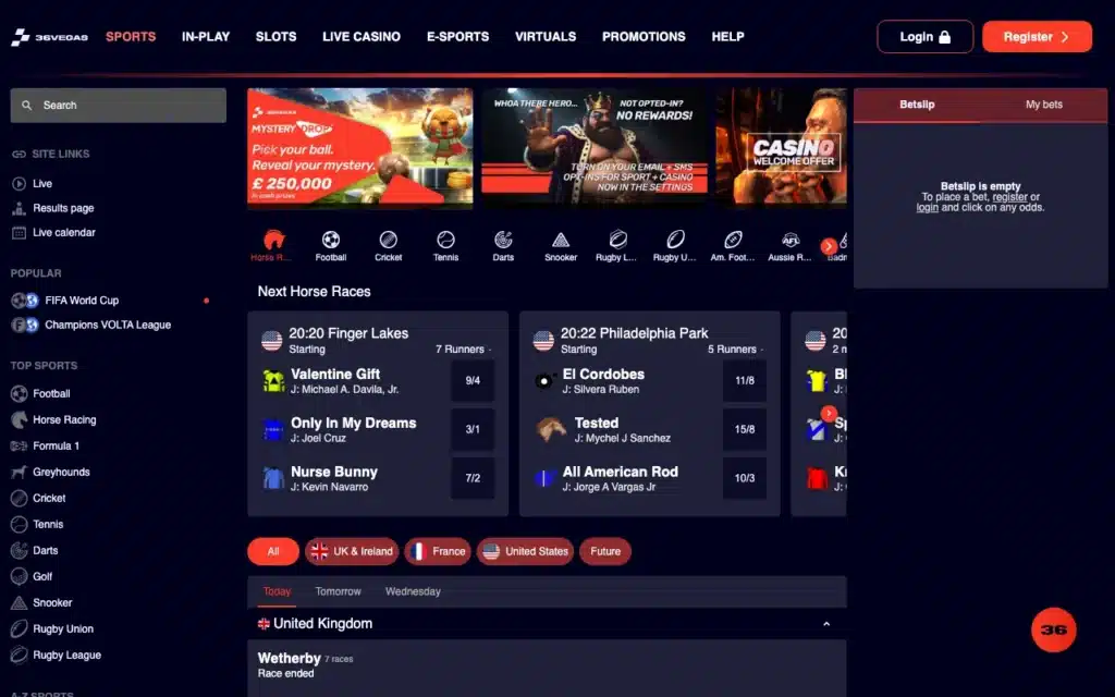 36Vegas Casino homepage screenshot
