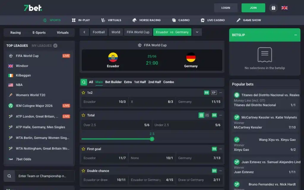 7bet Casino homepage screenshot