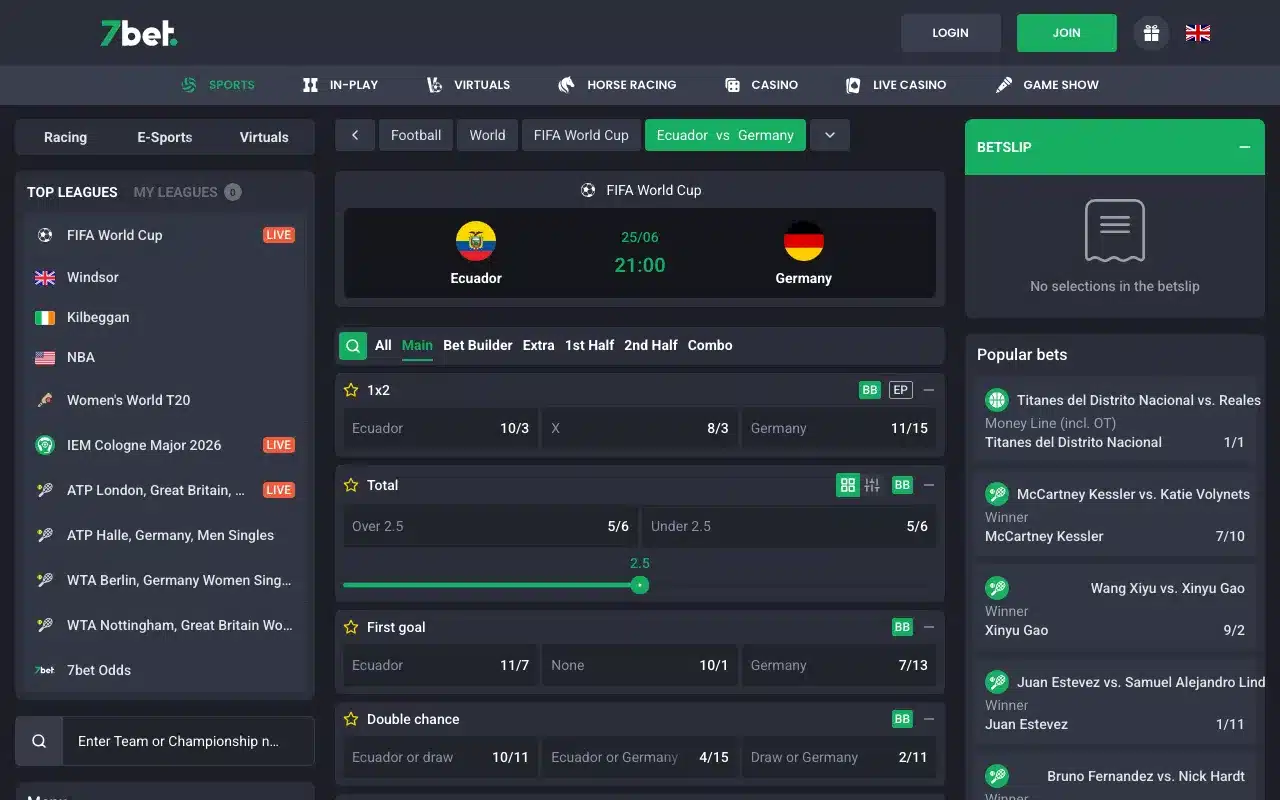 7bet casino homepage screenshot