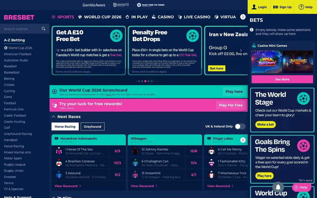 BresBet sportsbook screenshot
