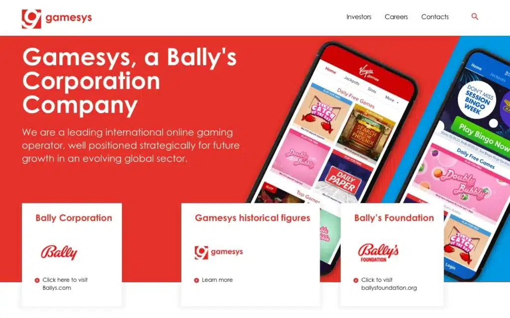 Gamesys homepage screenshot