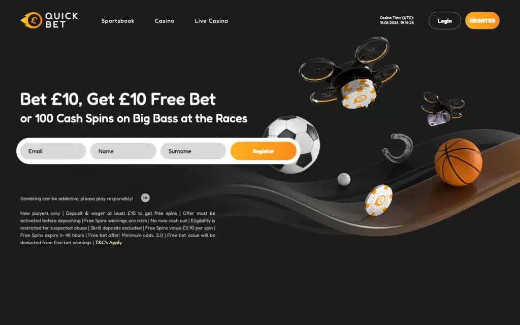 Quickbet sportsbook and casino homepage screenshot