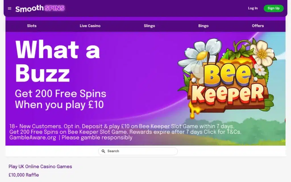 Smooth Spins casino lobby screenshot