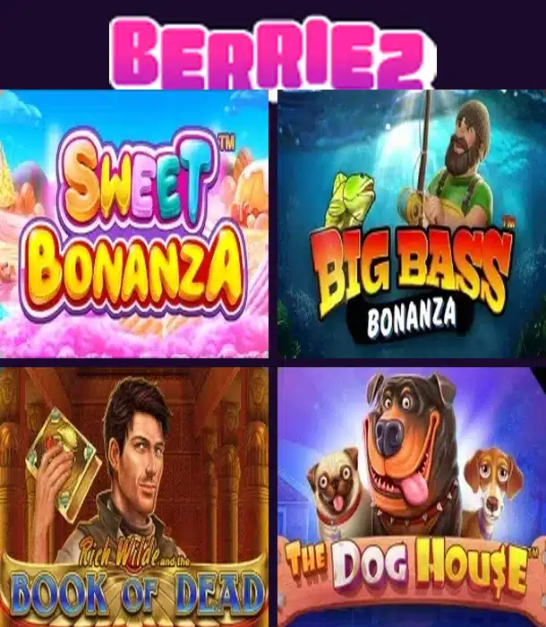 Berriez Casino branding alongside slot titles available in its games library
