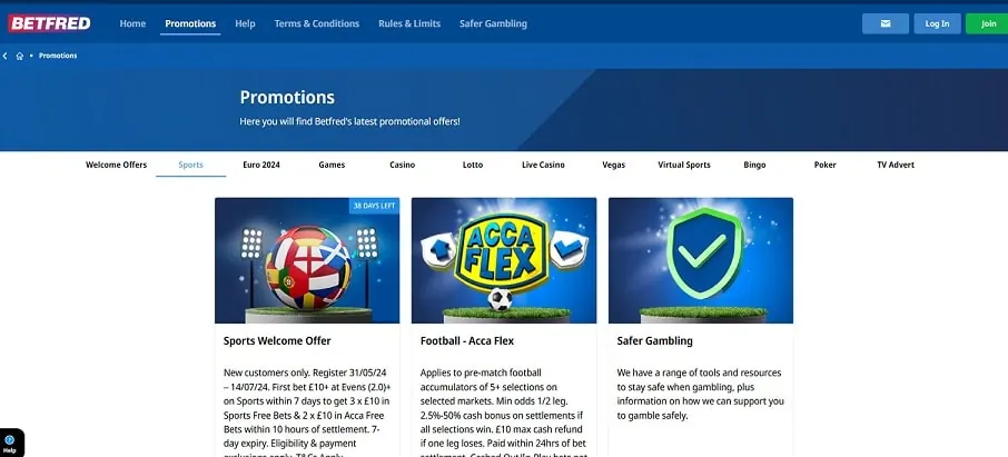 Betfred casino and sportsbook homepage screenshot