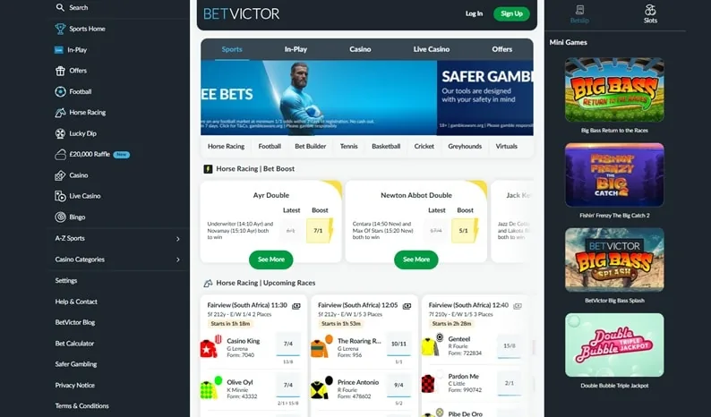 BetVictor sportsbook and casino site screenshot