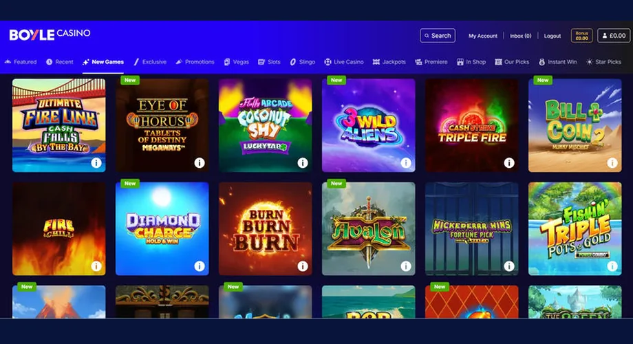 BoyleSports casino homepage screenshot