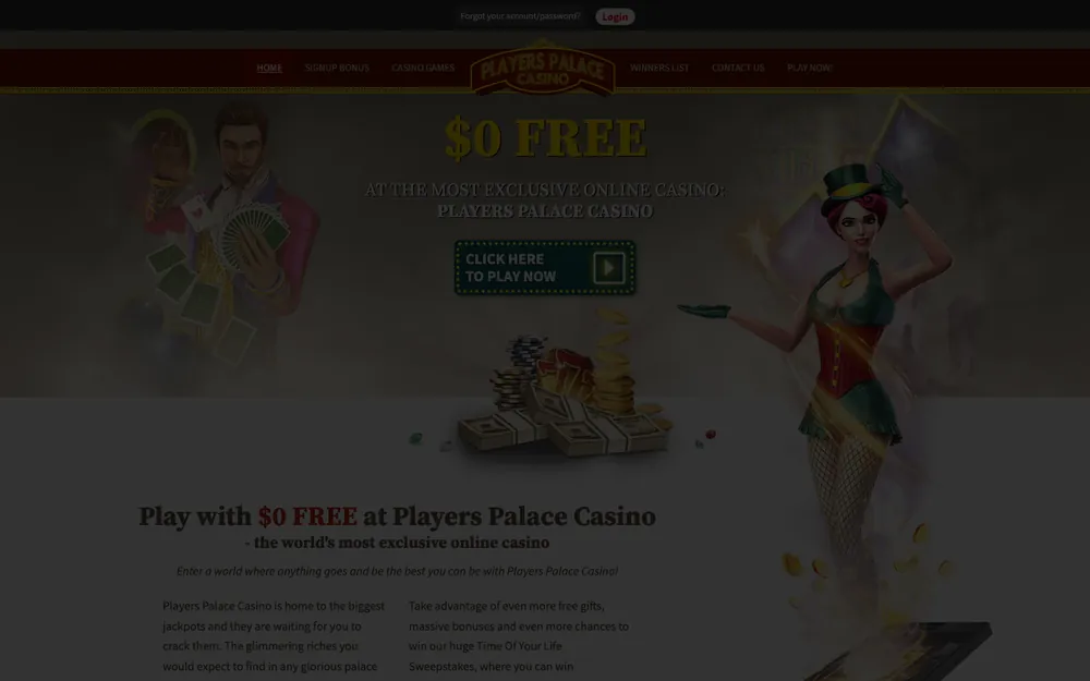 Players Palace Casino real homepage screenshot