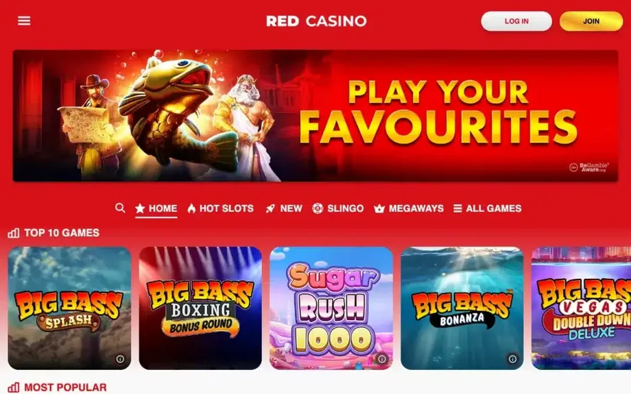 Red Casino slots lobby screenshot