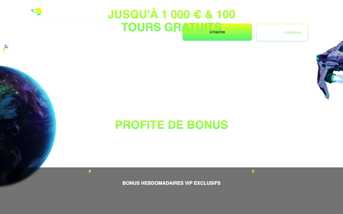 SpaceFortuna casino real homepage screenshot showing the welcome offer