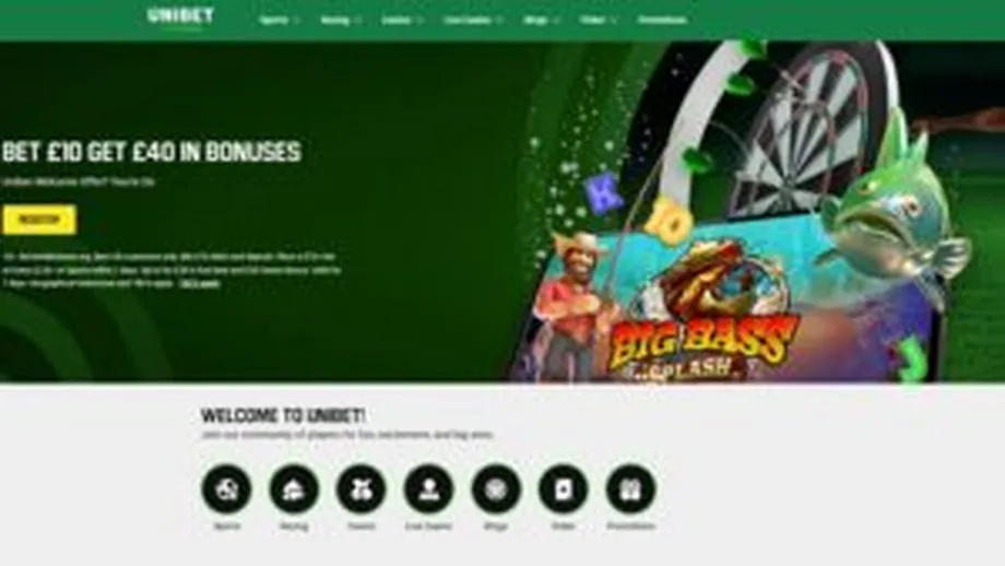 Unibet casino homepage screenshot